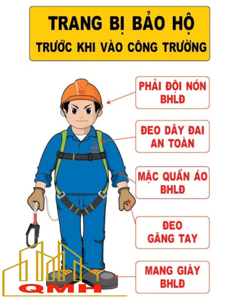 Trang bị đồ bảo hộ trước khi vào công trường