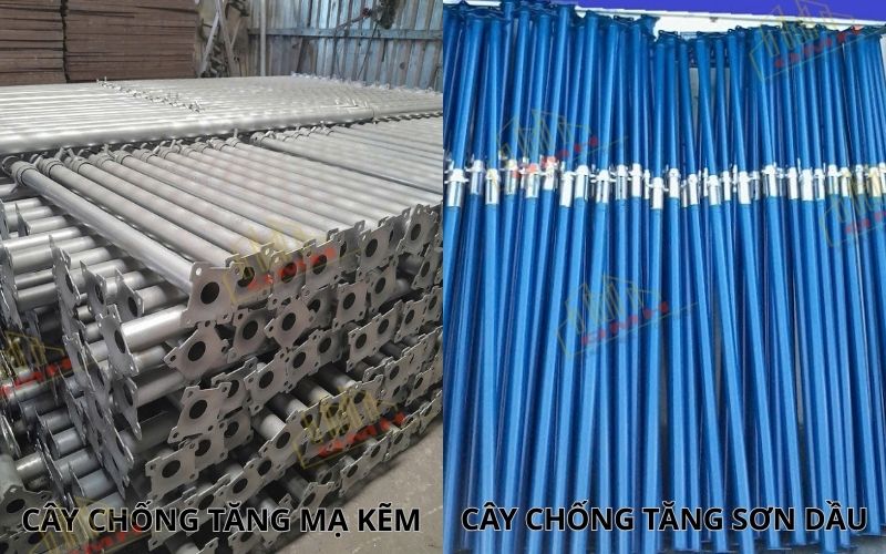 Cây chống tăng mạ kẽm vs sơn dầu
