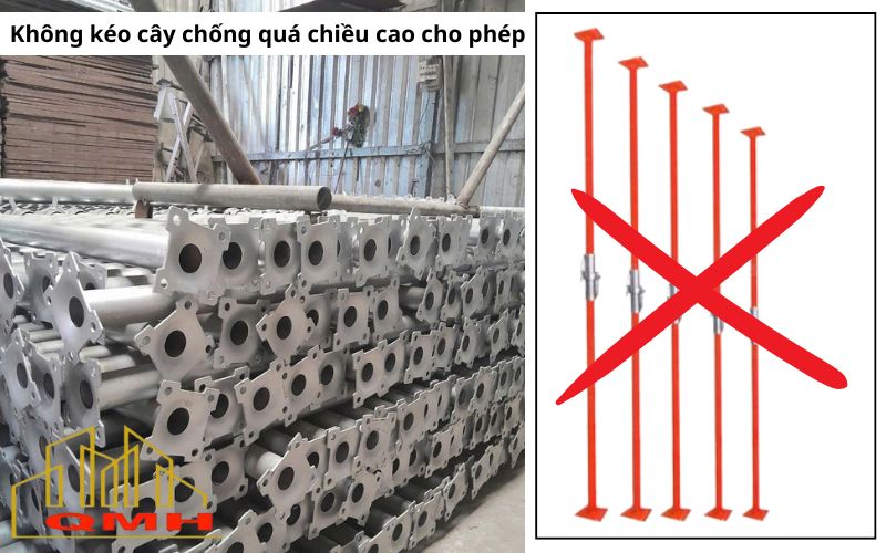 Không kéo cây chống quá chiều cao cho phép
