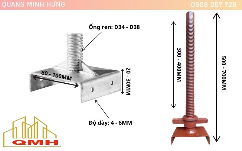 Kích thước kích U tiêu chuẩn