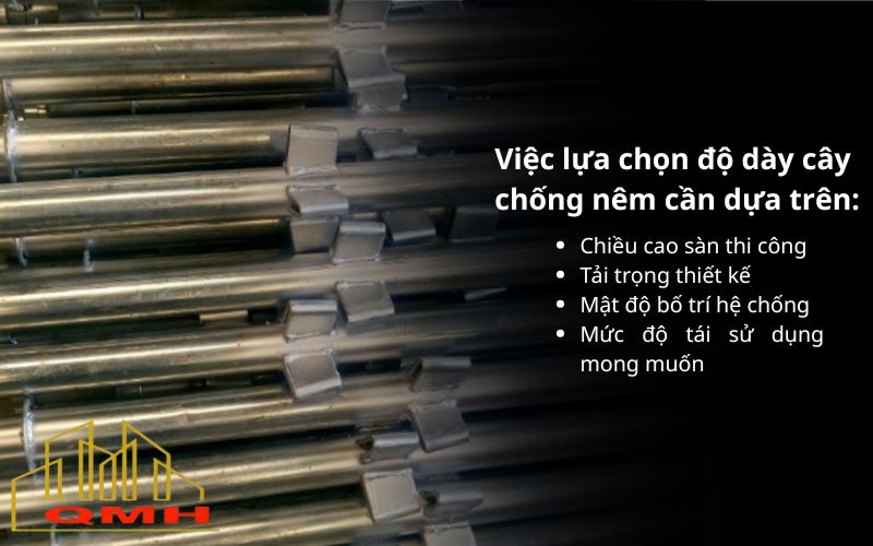 Tiêu chí chọn độ dày cây chống nêm