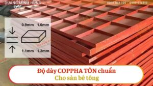 Độ dày coppha tôn chuẩn cho sàn bê tông