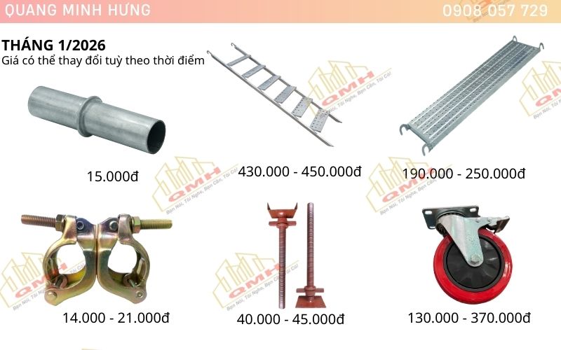 Giá 1 số phụ kiện giàn giáo phổ biến