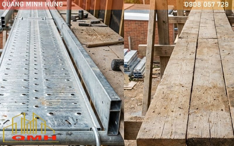 Sàn thao tác thép và gỗ