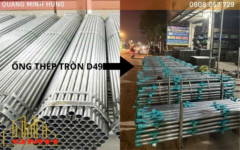Thép ống tròn d49 cho cây chống đứng