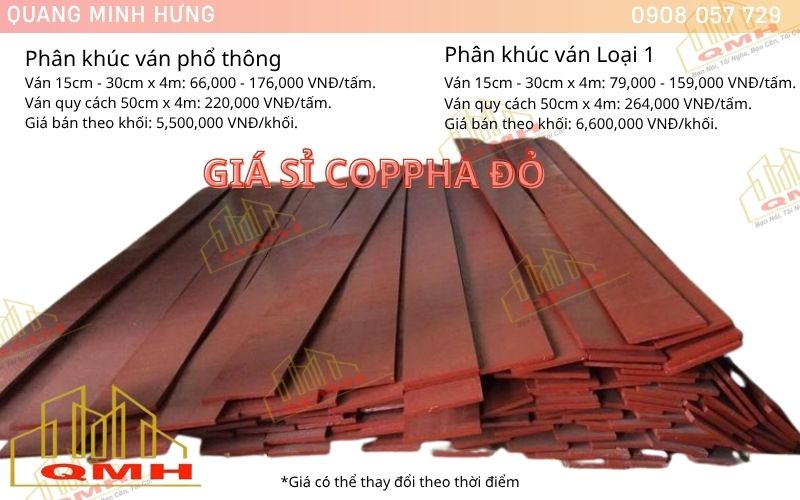 Giá ván coppha đỏ tháng 3/2026