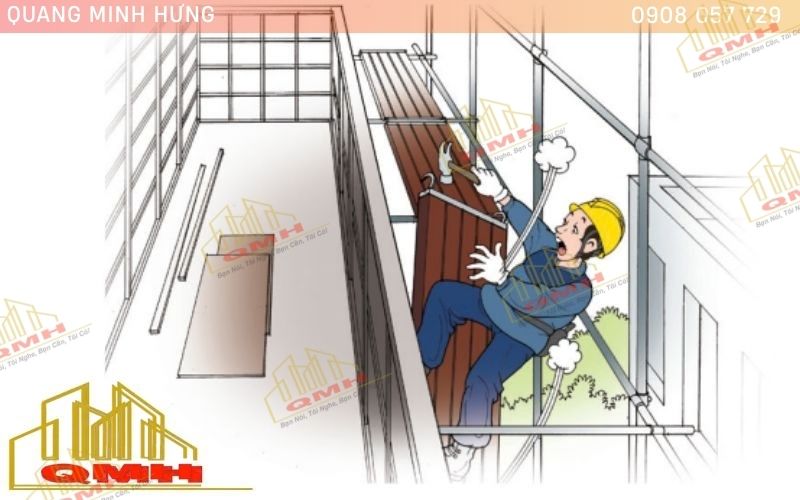 Lỗi bố trí mâm giàn giáo sai cách