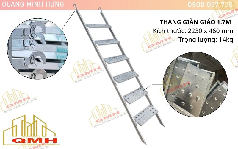 Thang giàn giáo 6 bậc 1m7