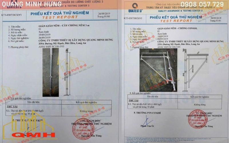 Chứng chỉ kiểm định giàn giáo nêm