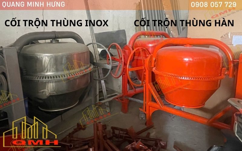Cối trộn thùng inox và thùng hàn