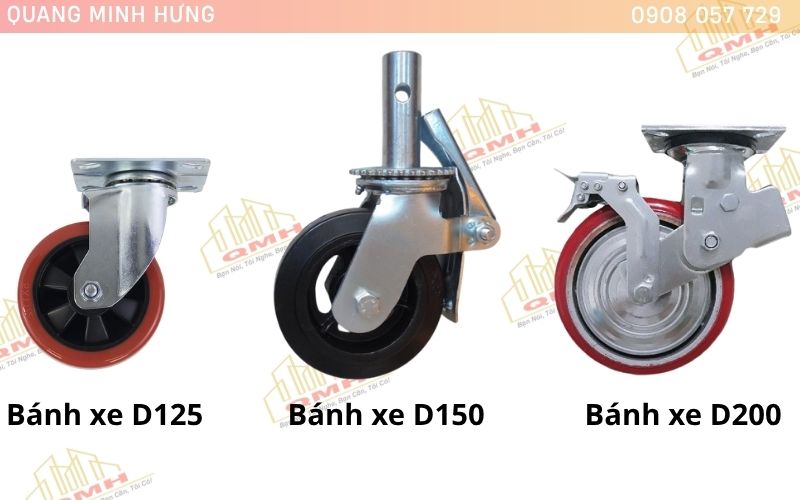 Các kích thước bánh xe giàn giáo