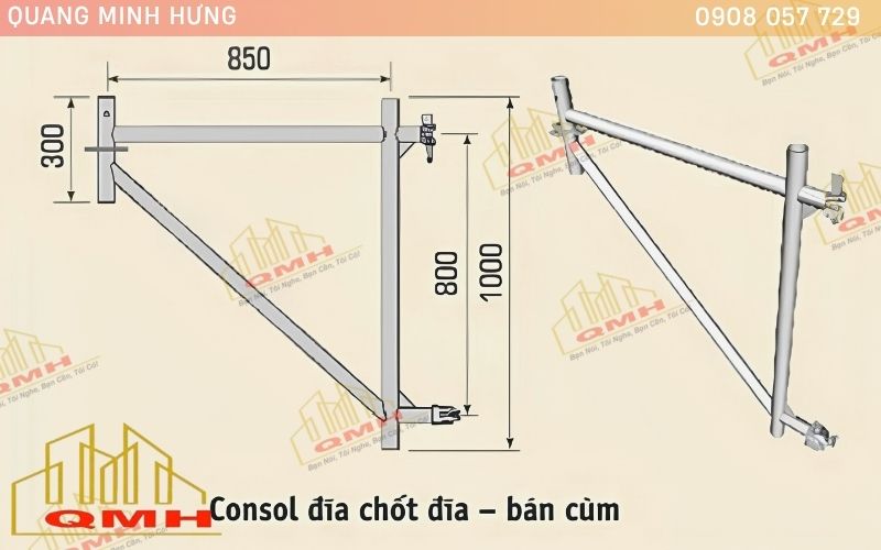 Kích thước chống consol giáo nêm