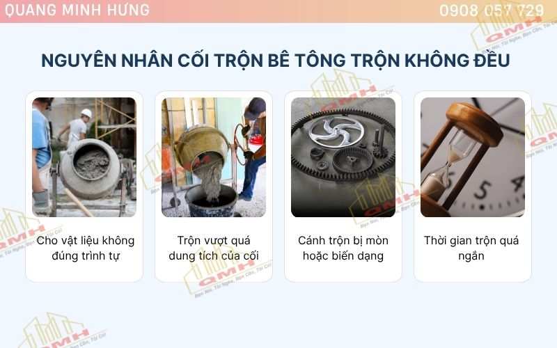 Nguyên nhân cối trộn bê tông không đều