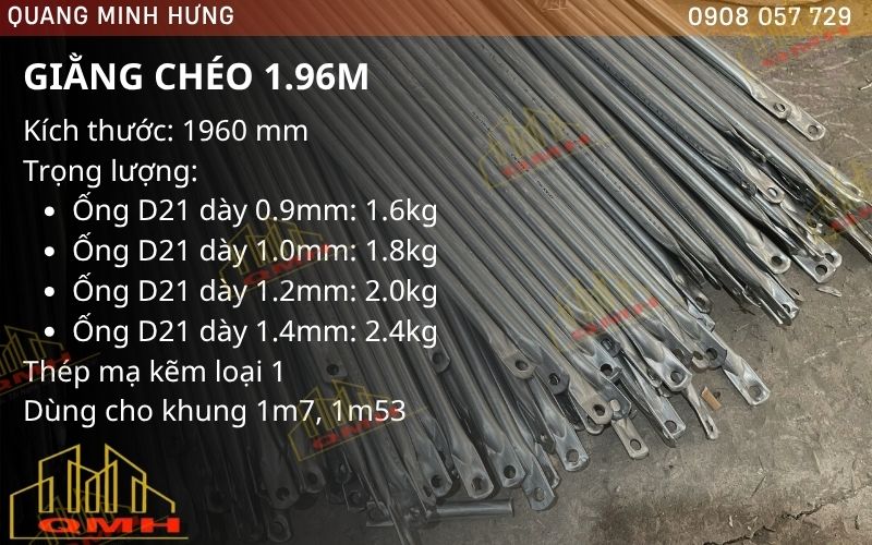 Thông số giằng chéo 1m96