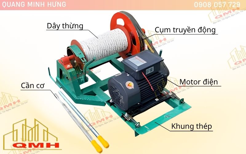 Cấu tạo cơ bản của máy tời dây