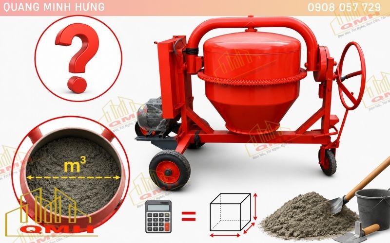 Cách tính dung tích cối trộn bê tông