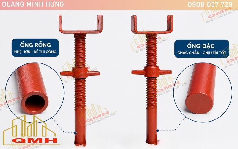 Kích u đầu giàn giáo rỗng và đặc