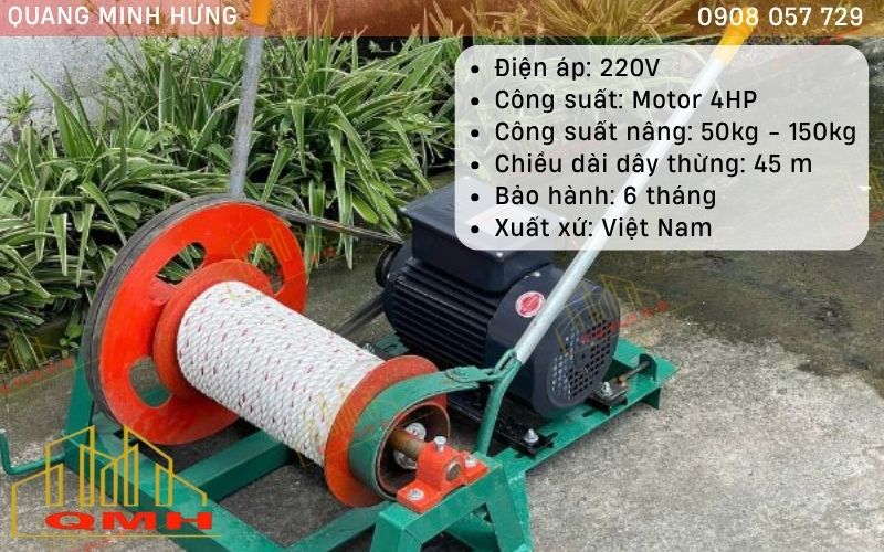 Thông số máy tời dây