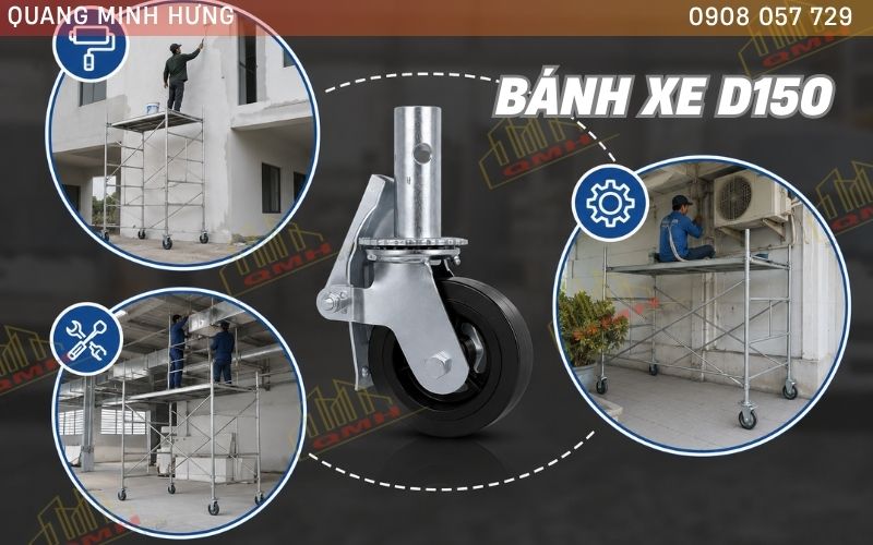 Ứng dụng bánh xe giàn giáo d150