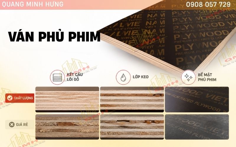 Điểm khác biệt của ván phủ phim giá rẻ